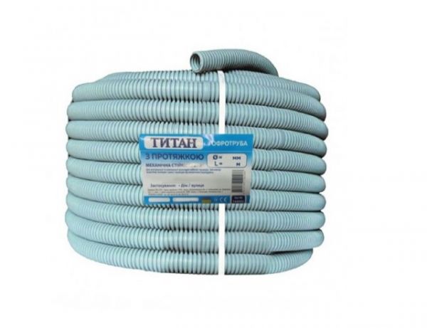 Гофротруба TITAN з протяжкою d16 ПВХ