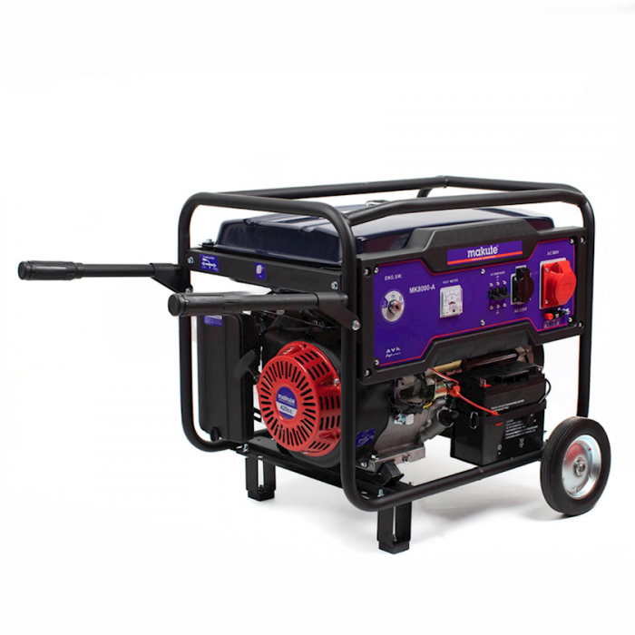 Генератор бензиновий 6,5 кВт зі стартером та акумулятором 3 фази Makute MK-8000-A