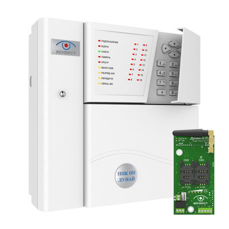 Прилад приймально-контрольний охоронно-пожежний Дунай-16/32+Дунай-G1R ФБ (GPRS)