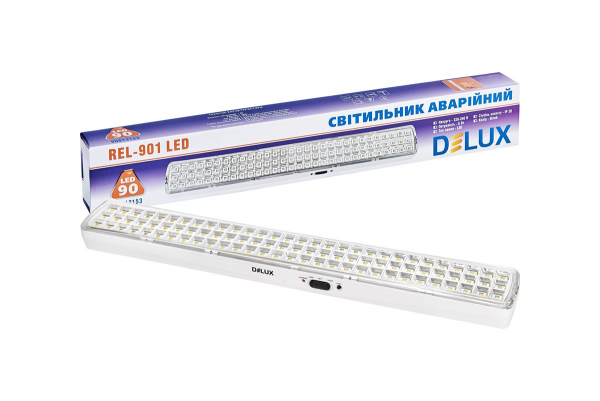 Ліхтар аварійного освітленя Delux REL- 901 LED (2.3V2Ah) 90 LED 6Вт