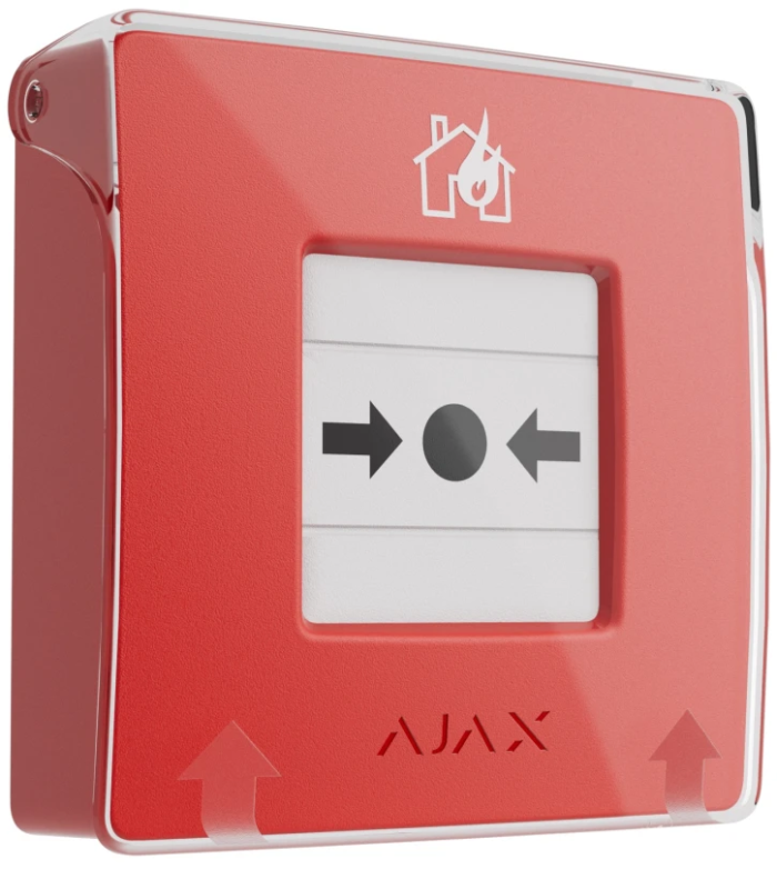 Бездротова настінна кнопка для активації пожежної тривоги вручну Ajax ManualCallPoint (Red) Jeweller