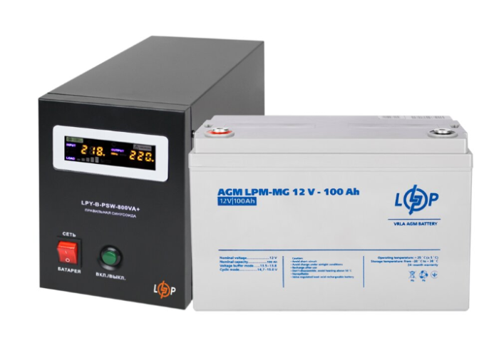 Комплект резервного живлення LogicPower ДБЖ + мультигелева батарея (UPS B800 + АКБ MG 1200Wh)