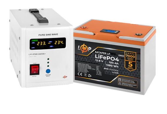Комплект резервного живлення LP (LogicPower) ДБЖ + літієва (LiFePO4) батарея (UPS W800+ АКБ LiFePO4 1280W)