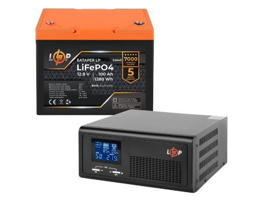 Комплект резервного живлення LP (LogicPower) ДБЖ + літієва (LiFePO4) батарея (UPS B1000 + АКБ LiFePO4 1280Wh)