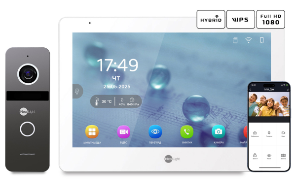 Комплект MEZZO Hybrid HD KIT (Відеодомофон MEZZO Hybrid, панель виклику SOLO FHD)