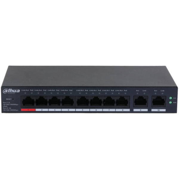 Комутатор 8 портів керований Dahua DH-CS4010-8GT-110 PoE