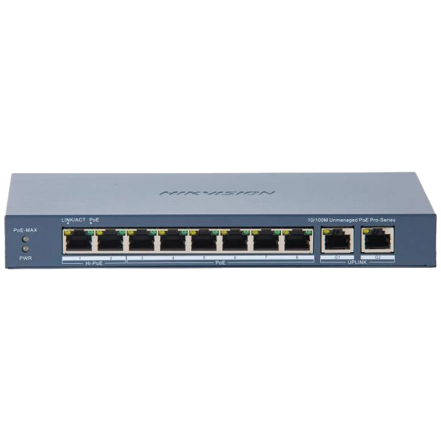 Комутатор 10 портів некерований Hikvision DS-3E0310HP-E(C) POE
