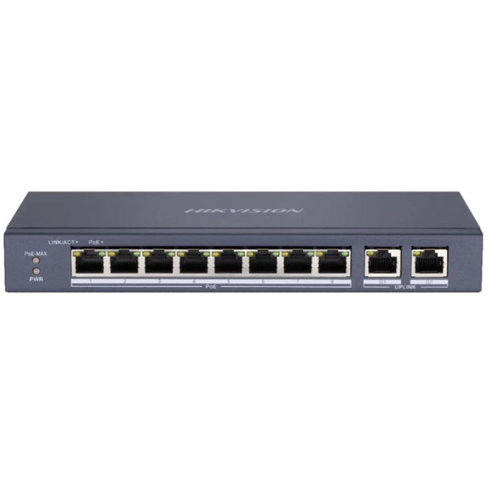 Комутатор 10 портів некерований Hikvision DS-3E0310P-E/M(B) PoE