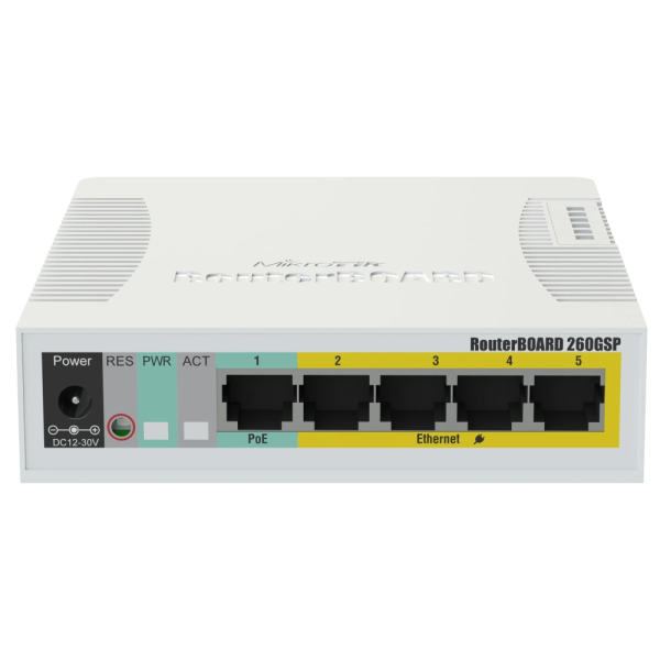 Комутатор 5 портів керований MikroTik RB260GSP (CSS106-1G-4P-1S) PoE