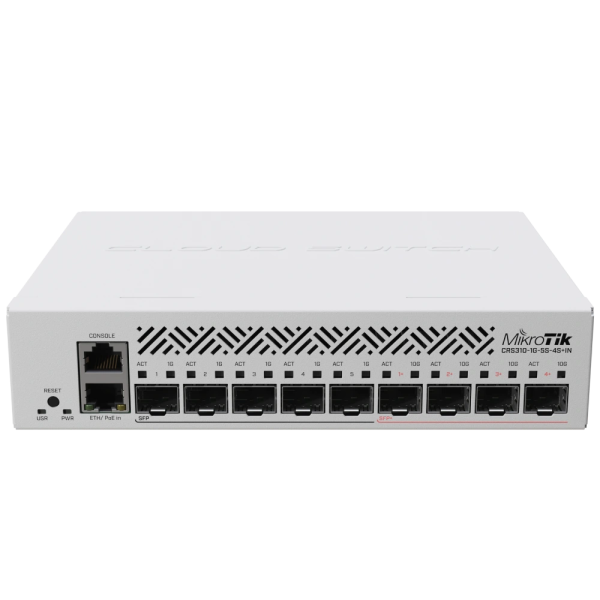 Комутатор 9 портів керований MikroTik CRS310-1G-5S-4S+IN 10G SFP+