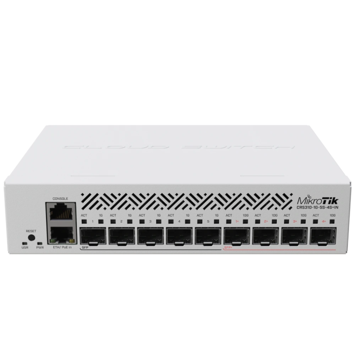 Комутатор 9 портів керований MikroTik CRS310-1G-5S-4S+IN 10G SFP+