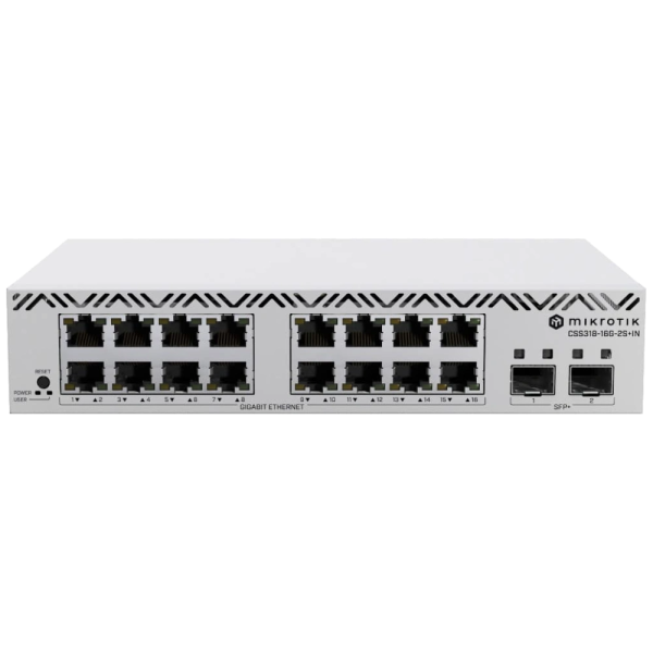 Комутатор 16 портів керований MikroTik CSS318-16G-2S+IN