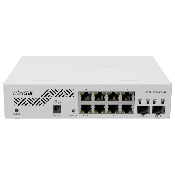 Комутатор 8 портів керований MikroTik CSS610-8G-2S+IN