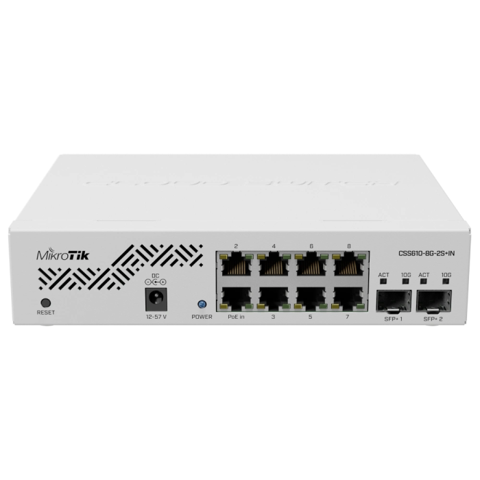 Комутатор 8 портів керований MikroTik CSS610-8G-2S+IN