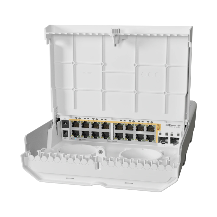 Комутатор 16 портів керований MikroTik CRS318-16P-2S+OUT PoE
